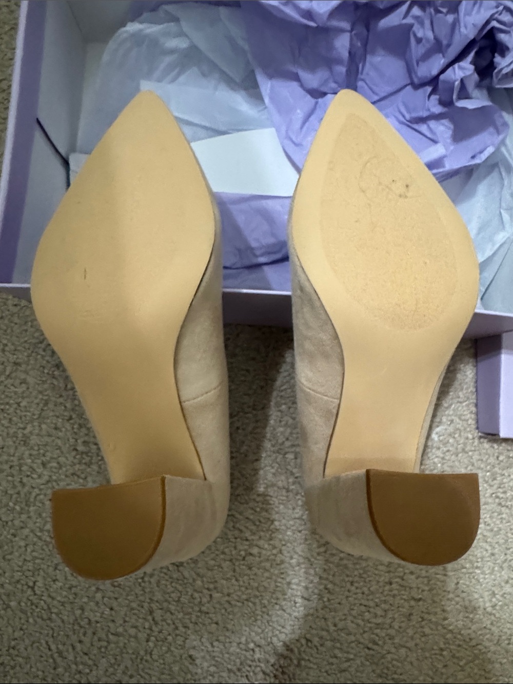 Madden Girl Nude Pointed Toe Block Heel Pumps